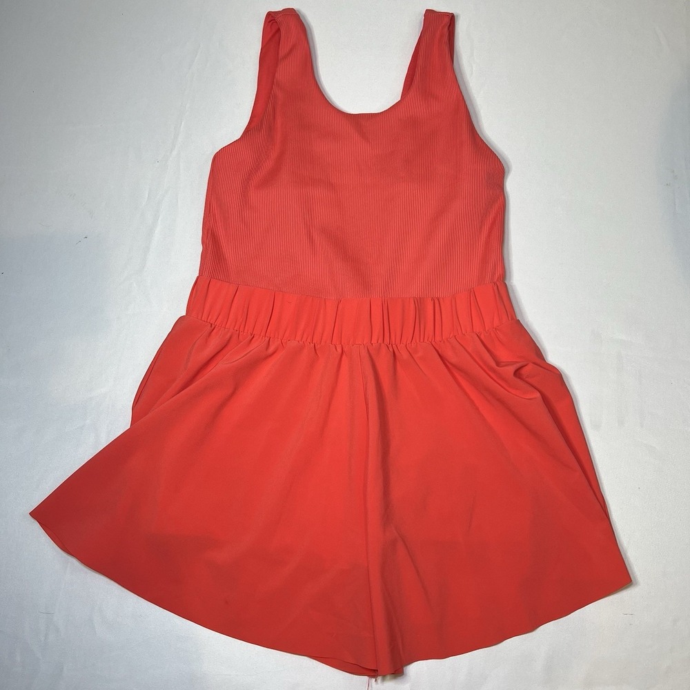 DSG Girls Size Small Neon Orange Romper Shorts Tank Dance Gymnastics‎